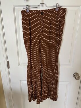 Free People Brown Polka Dot Wide-Leg Pants
